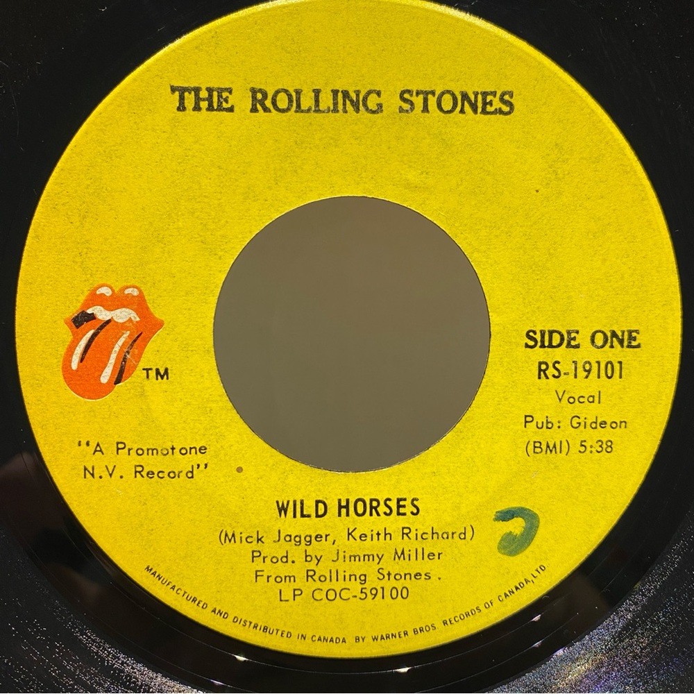 The Rolling Stones “Wild Horses” b/w “Sway” 45 RPM 7 inch single vinyl record